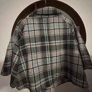 Plaid Swing Coat in Black and Cream